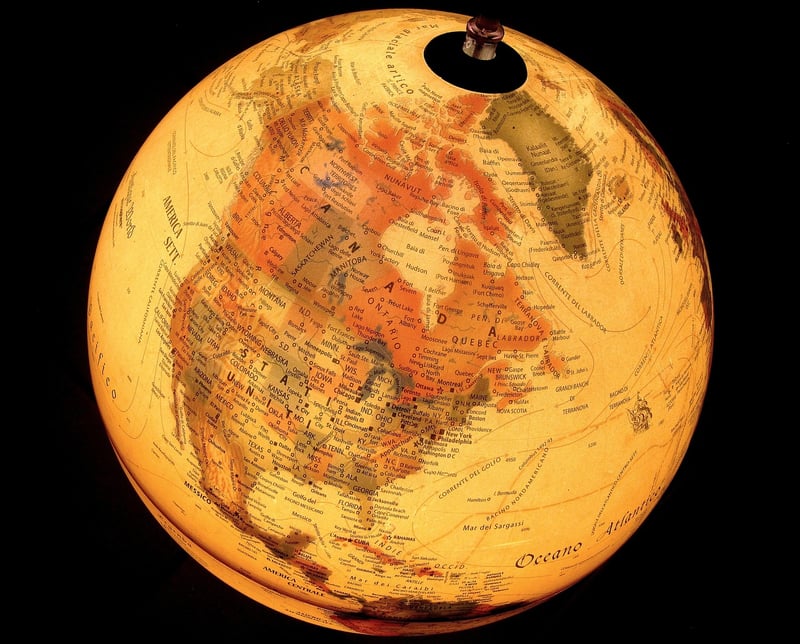 World map with travel destinations